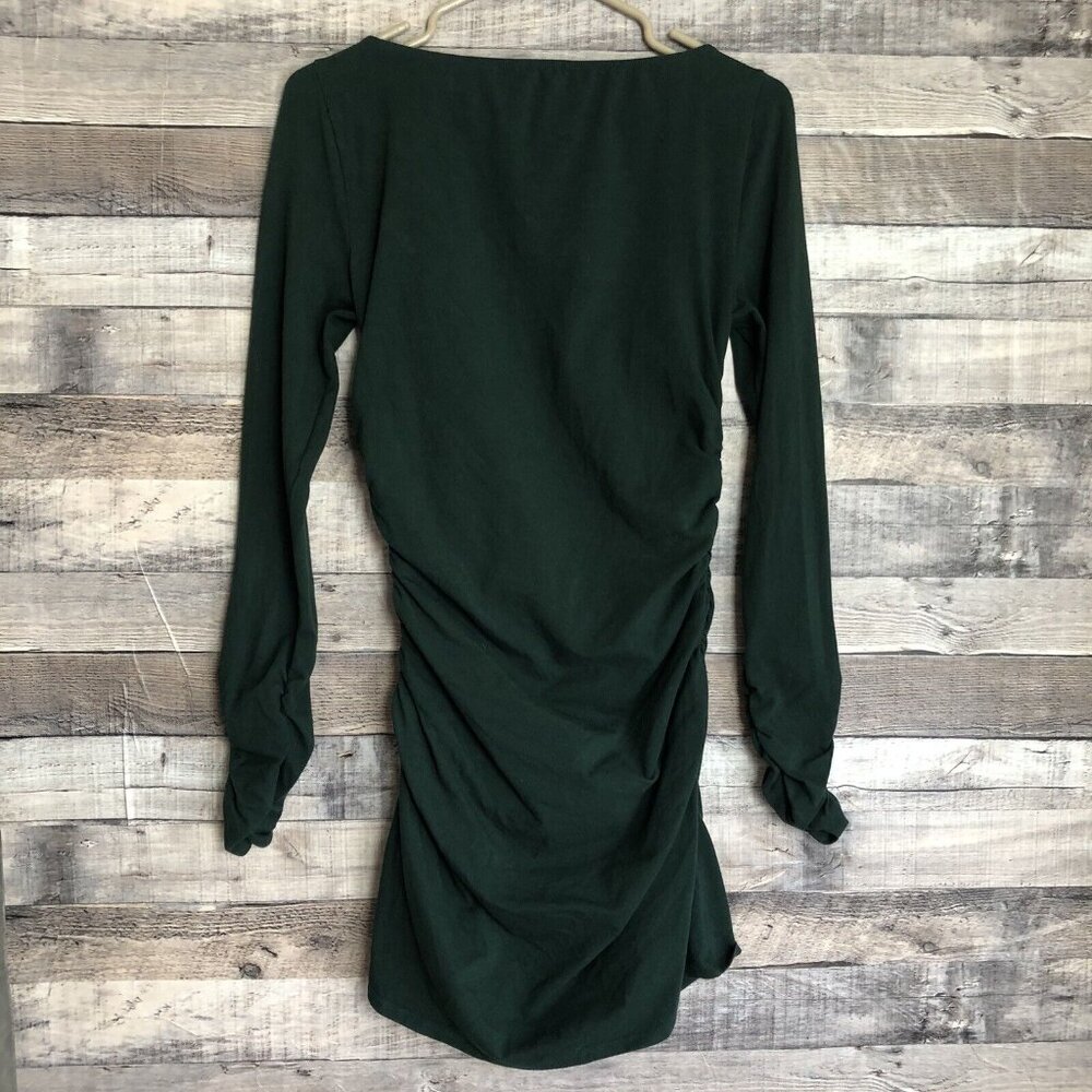 Reformation Lucio Long Sleeve Ruched Knit Mini Dress Green Size M
